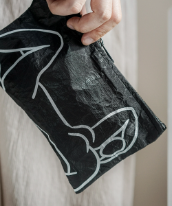 Eco-friendly Black Dupont Tyvek Paper Flat Pouch