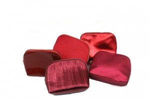 Red PU Bag for Cosmetic with zipper