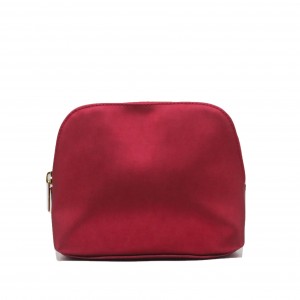 Matte PU Red Bag for Cosmetic with zipper