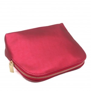 Matte PU Red Bag for Cosmetic with zipper