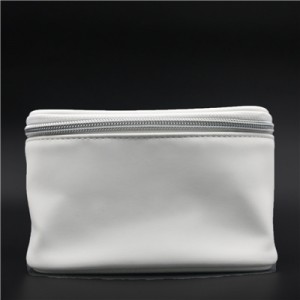 Glazed White PU Bag with zipper