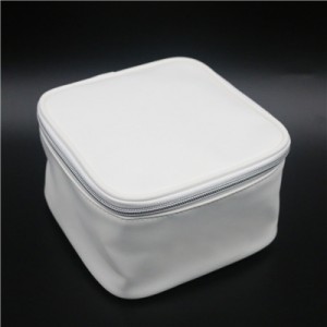 Glazed White PU Bag with zipper
