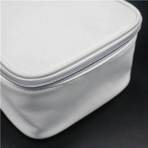Glazed White PU Bag with zipper
