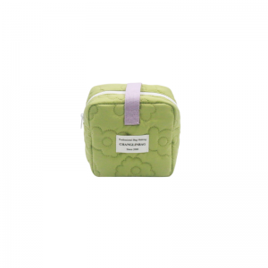 Quilted polyester padded cosmetic pouch