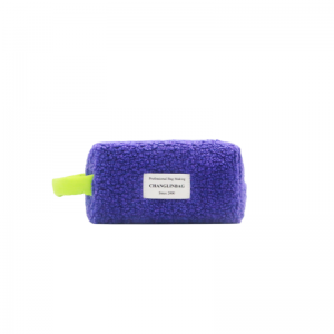 Purple Lamb Wool Cosmetic Pouch Portable Handle...
