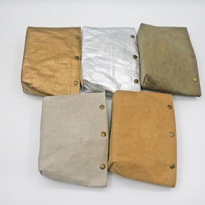 Custom Make up Bag Eco-friendly Clear Kraft Paper Travel and Daily Cosmetic Bag