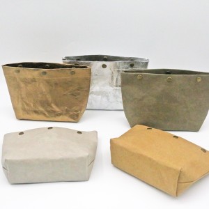 Custom Make up Bag Eco-friendly Clear Kraft Paper Travel and Daily Cosmetic Bag