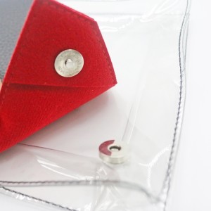 Customized logo PVC PU waterproof Black & Red color small cosmetic bag makeup bag