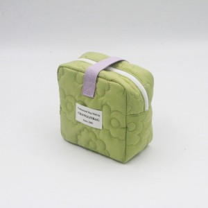 Quilted polyester padded cosmetic pouch