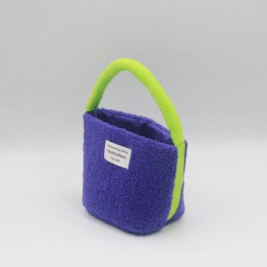 Fashion Purple Lamb Wool Bucket Polyester Handle Bag