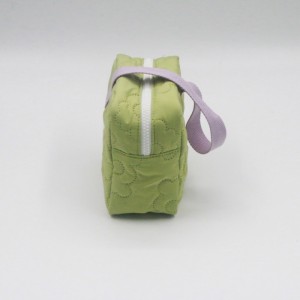 Quilted polyester padded cosmetic pouch