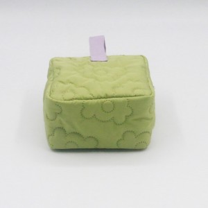 Quilted polyester padded cosmetic pouch