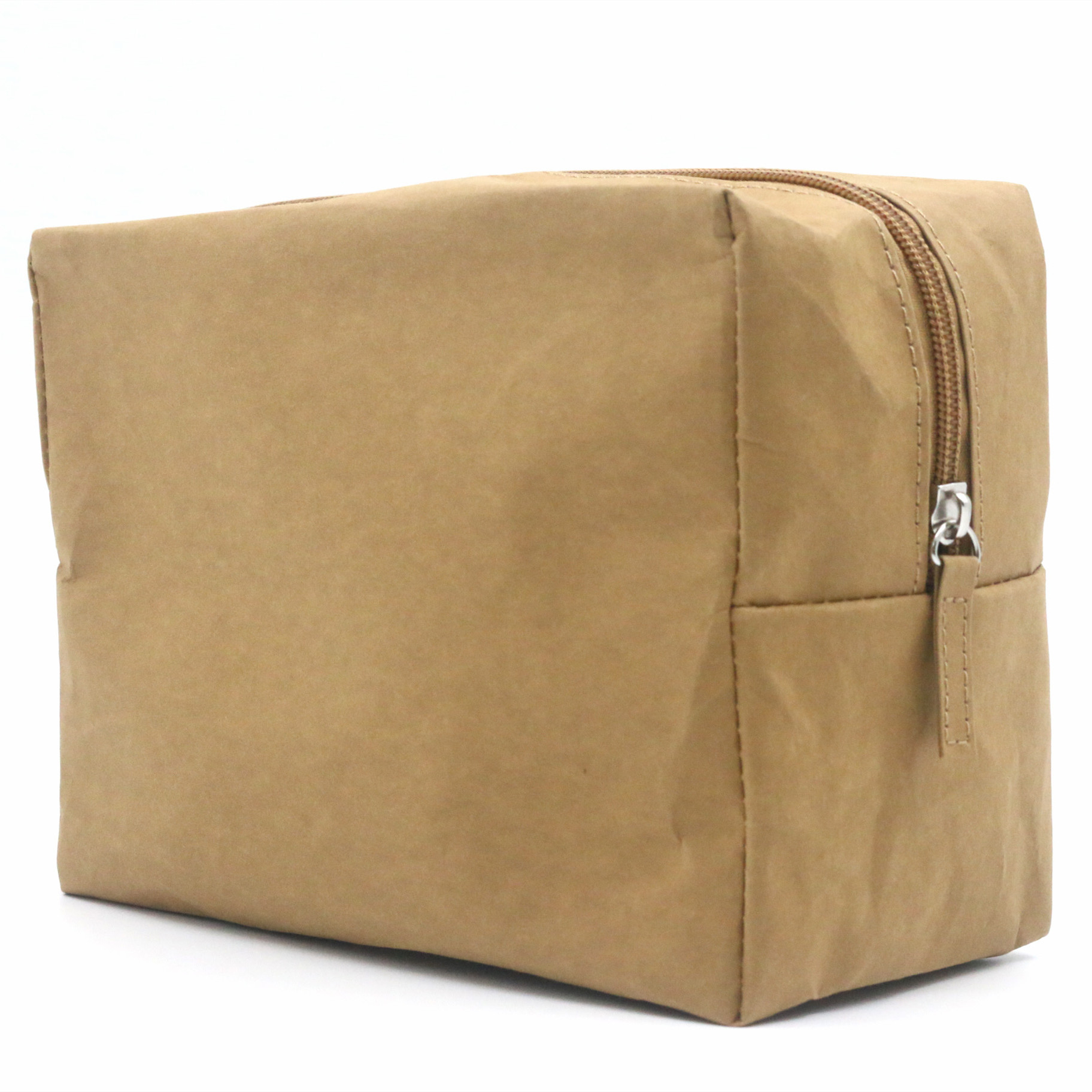 Durable Eco-friendly Kraft Paper Toiletry Bag Minimalist Custom Logo Medium Size Recyclable Kraft Paper Cosmetic Bag