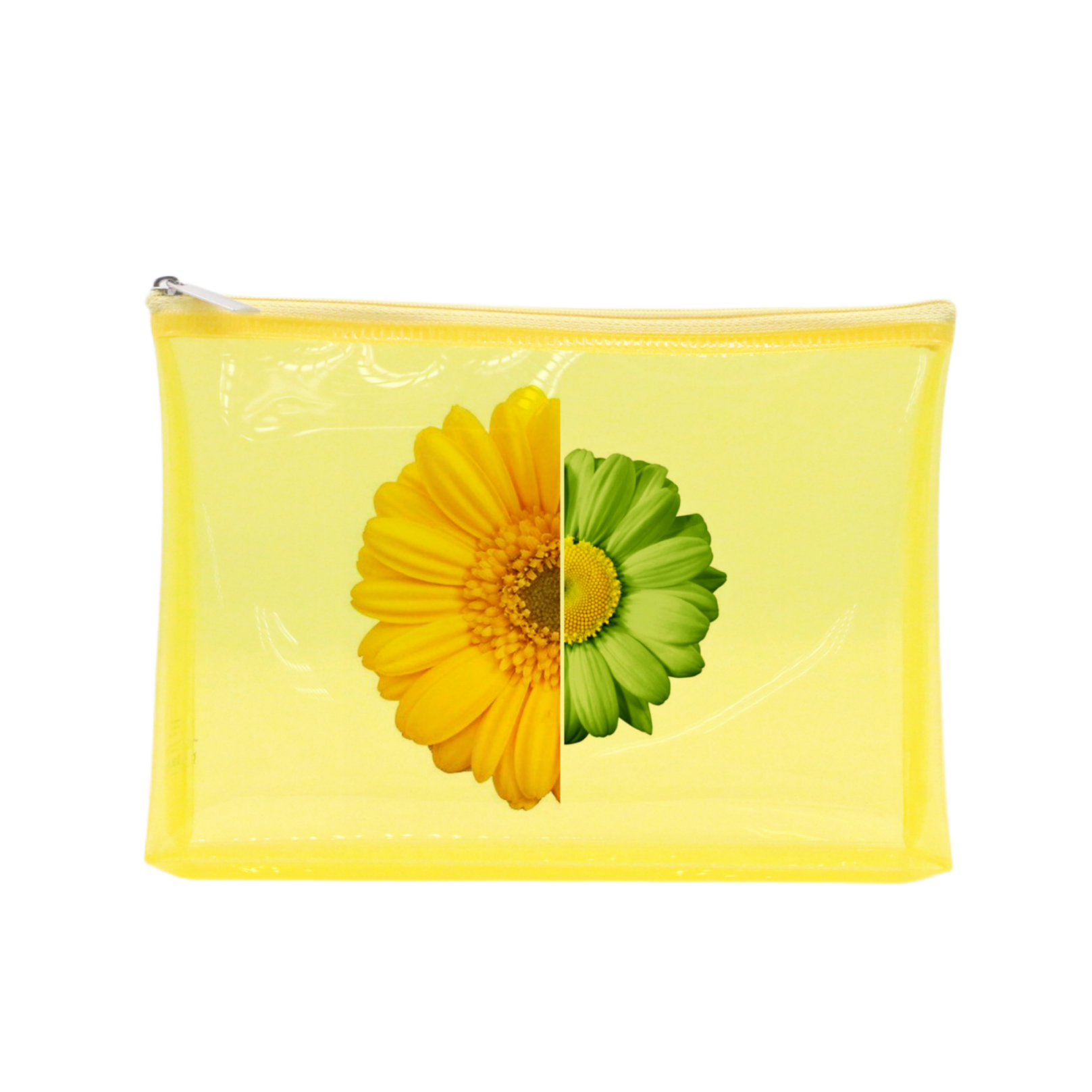 Floral Prints Waterproof Bulk Wholesale Transparent 0.3mm Yellow TPU Flat Makeup Pouch