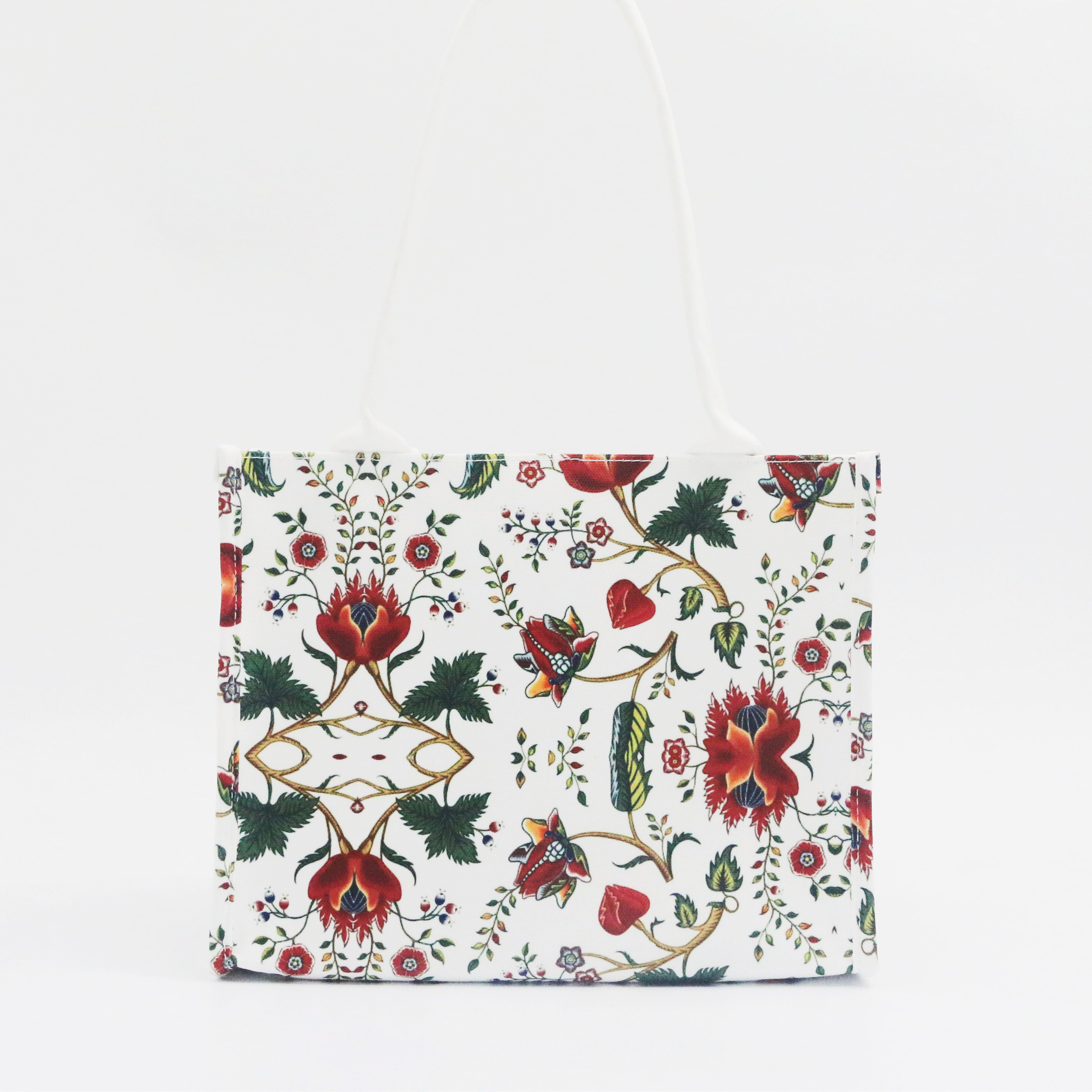 Medium Size Polyester Canvas Tote Bag Daily-use Shopping Bags Fashion Flora Pattern Digital Printing Women Canvas Tote Bag