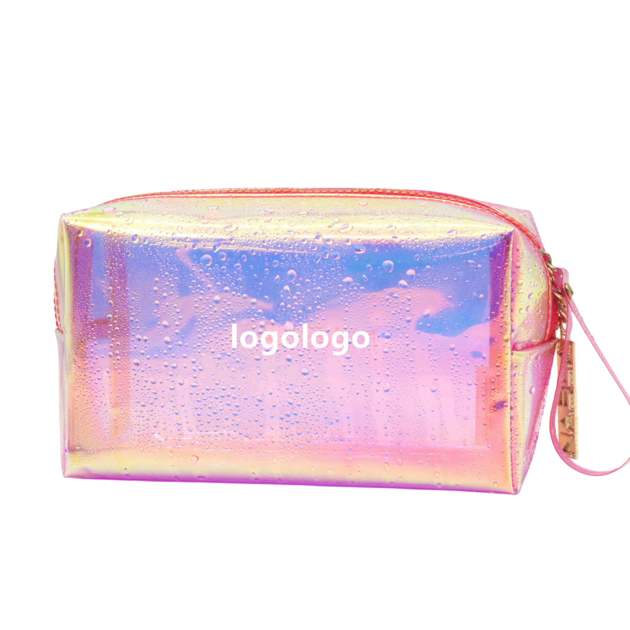 Popular Pink Holographic PVC Wristlet Promotional Beauty Bag