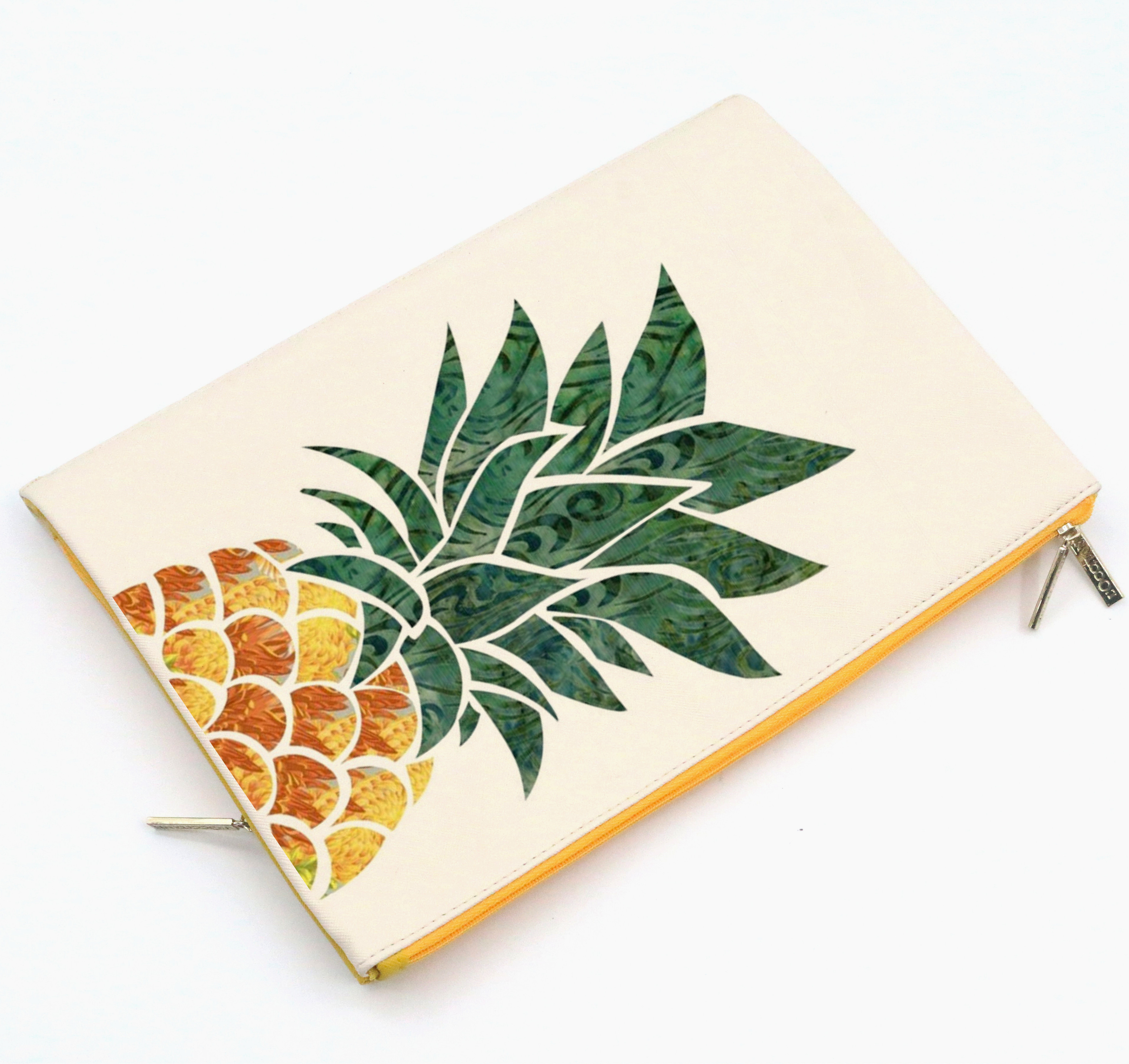 Custom Pineapple Print Foldable Waterproof PU Cosmetic Storage Clutch Bag