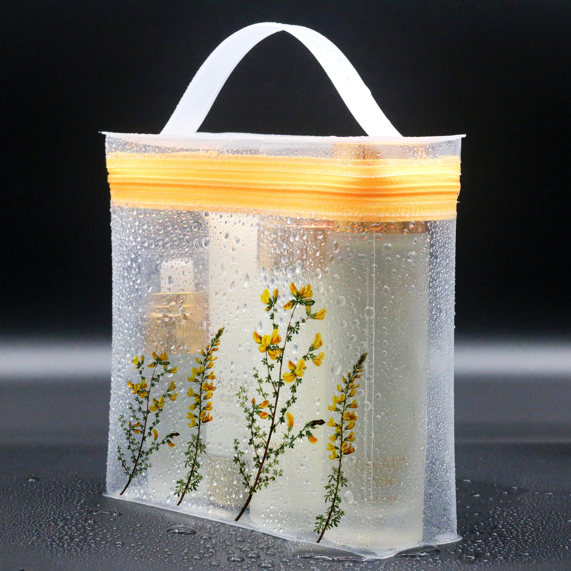 Custom Logo Transparent PVC Clear Makeup Bag Travel Toiletry Bag with Handle