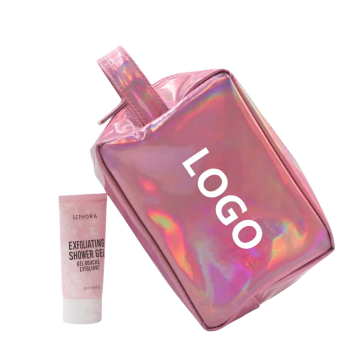 Fashion Holographic Mirror PU Travel Toiletry Bag
