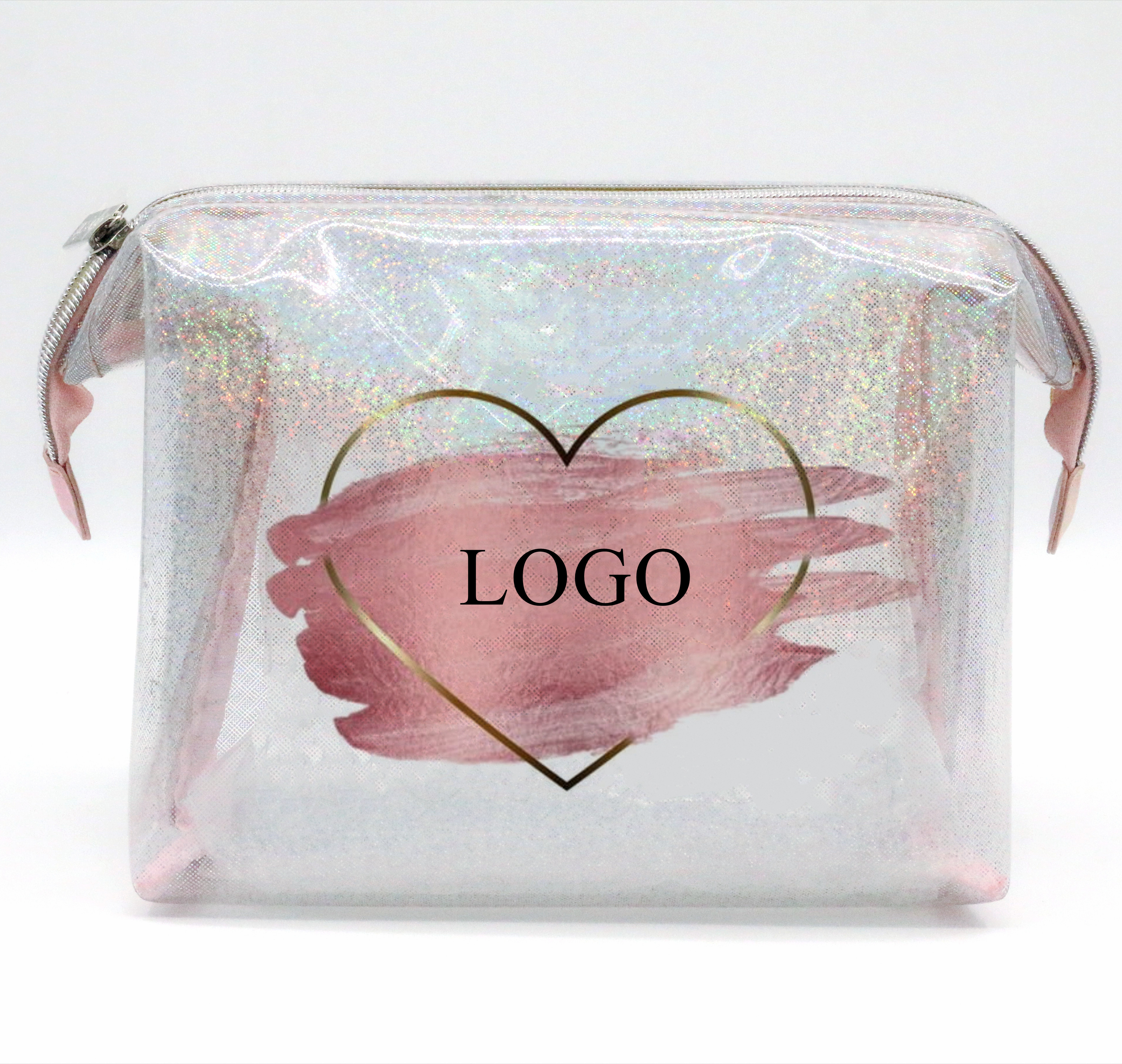 Shiny Glitter Clear Transparent PVC  Beauty Bag Waterproof Makeup Pouch