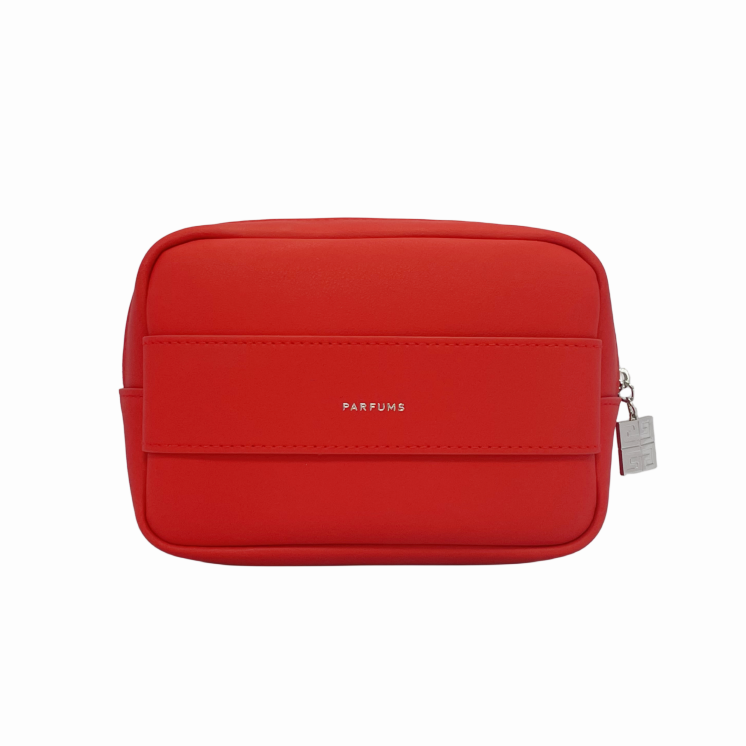 Custom Logo Red PU Makeup Bag Vegan Leather Cosmetic Pouch