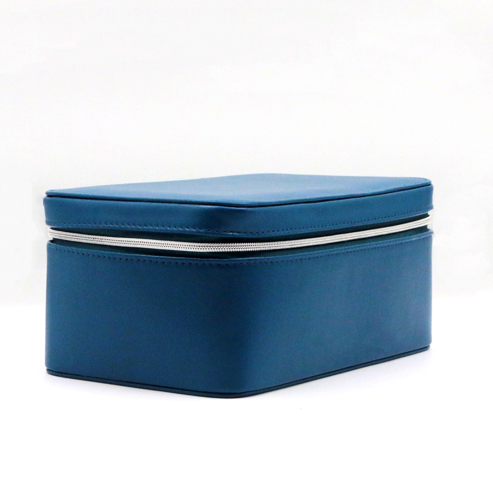 OEM ODM Blue PU Vegan Leather Mirror Makeup Vanity Case