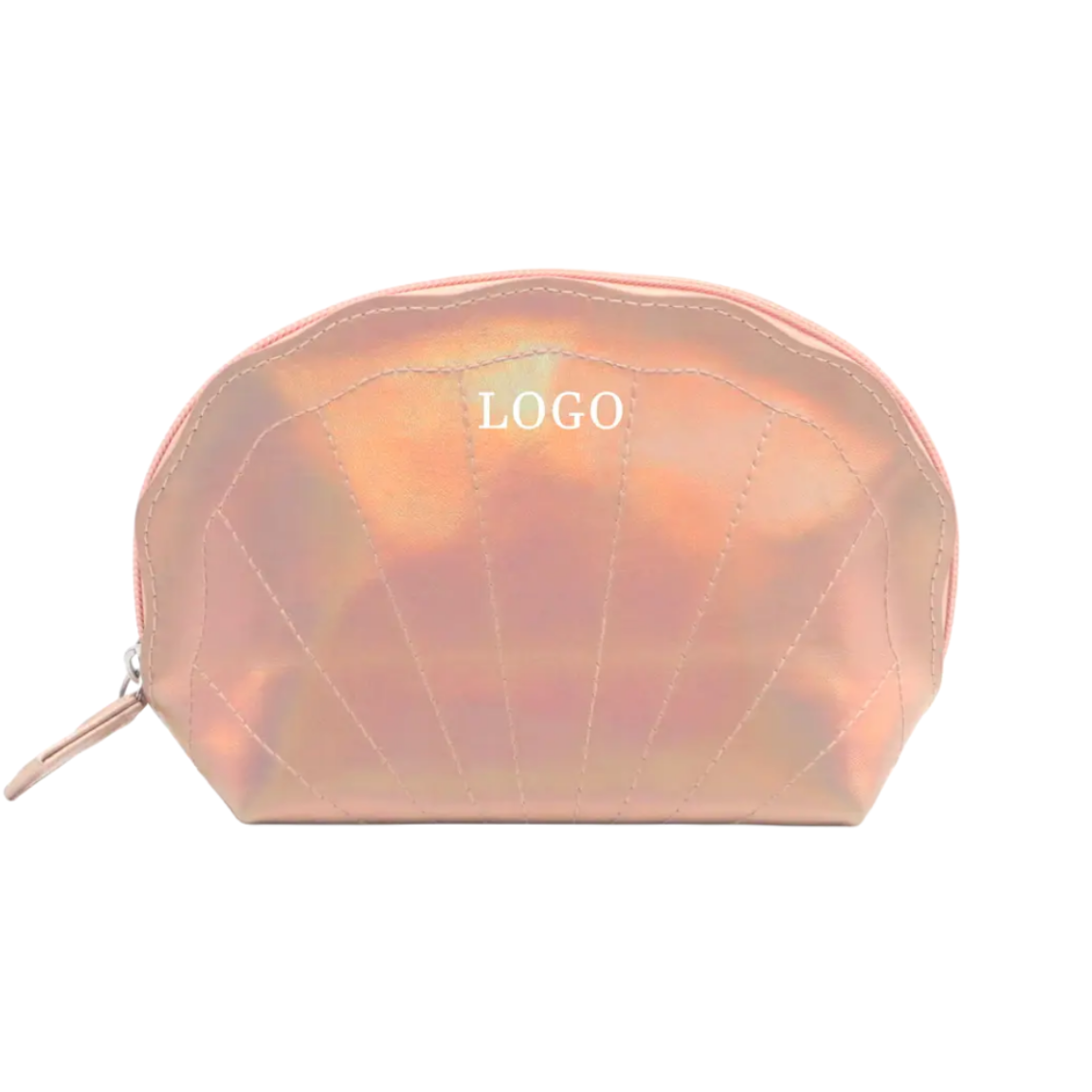 Unique Holographic PU Cosmetic Bag Shell-Shape Vegan Leather PU Makeup Pouch
