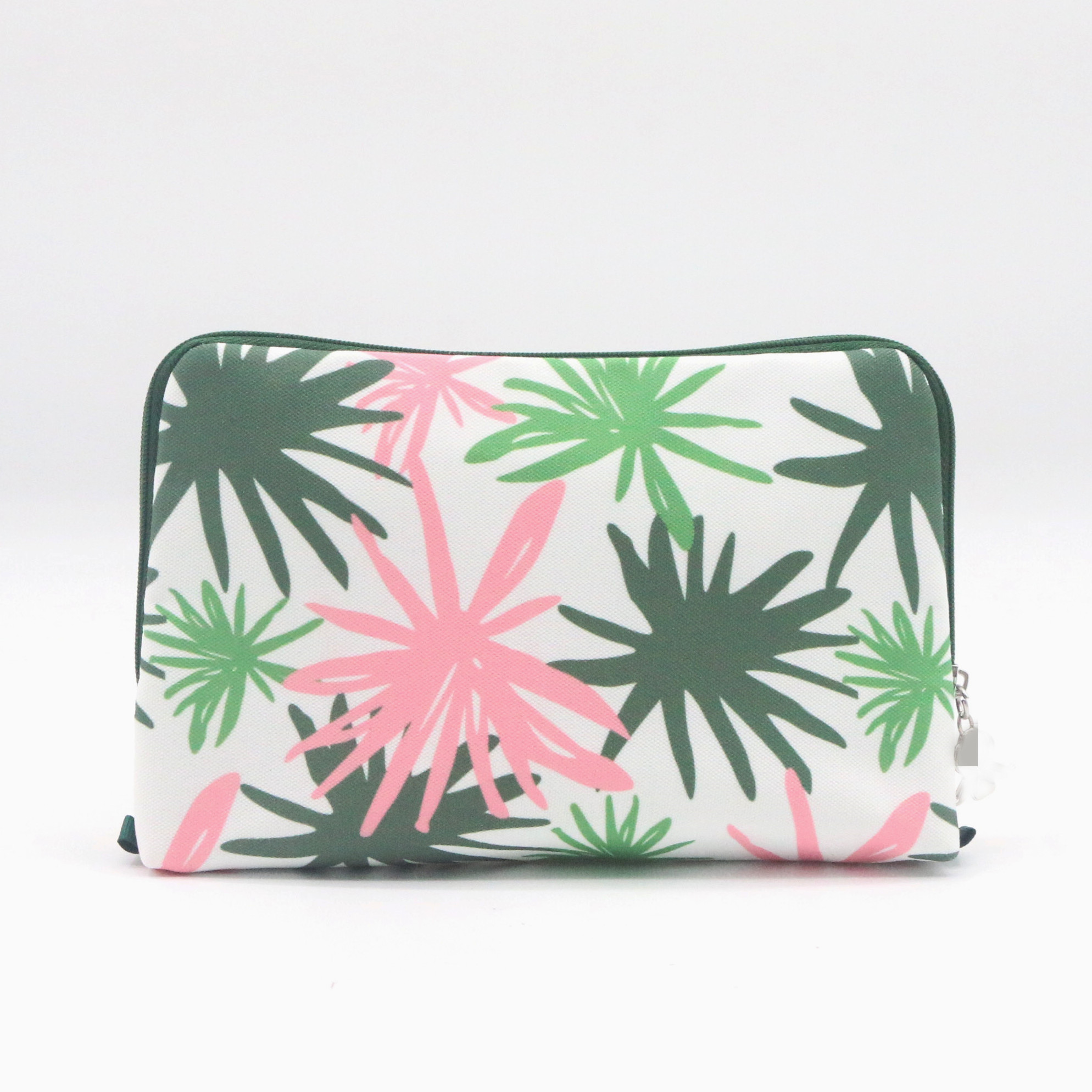 New Promotional Flat Beauty Pouch Hawaii Summer Hot Sale Custom Logo Wholesale Bulk Zipper Polyester Cosmetic Makeup Pouch Bag