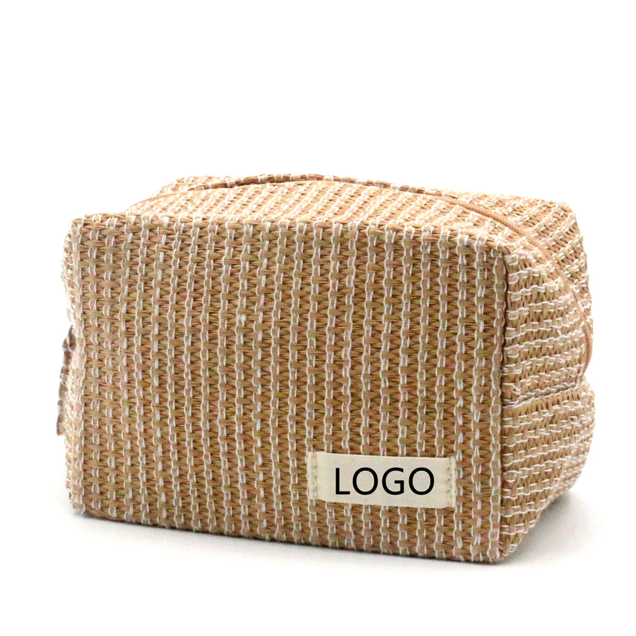 2022 New Product Eco-friendly Regular Straw Beauty Pouch Square Shape Raffia Cosmetic Bag Small Size Portable Makeup Pouch