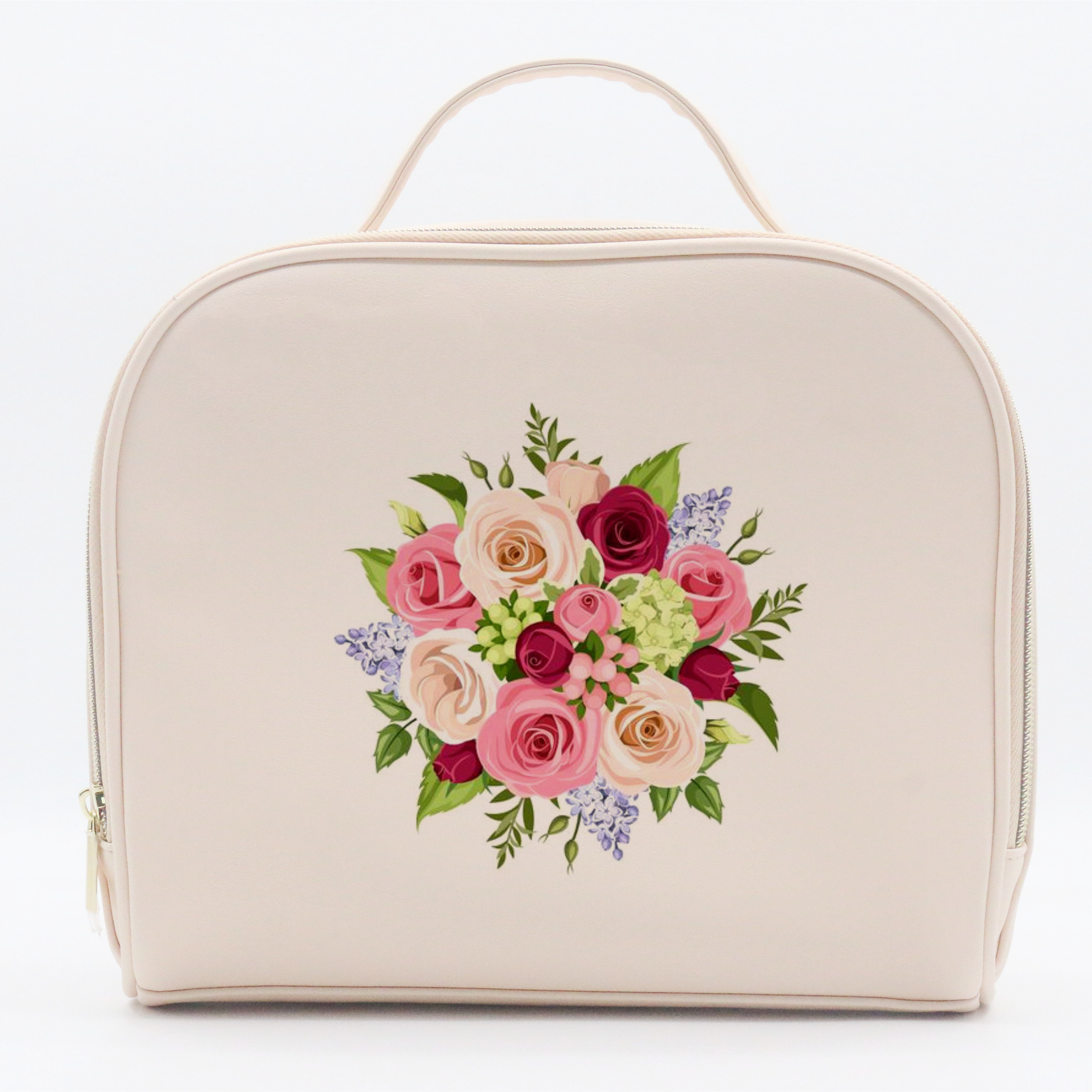 Waterproof  Beige PU Cosmetic Beauty Makeup Storage Bag