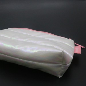 RPET Holographic Bag White Soft Waterproof and Biodegradable Cosmetic Bag with Zipper