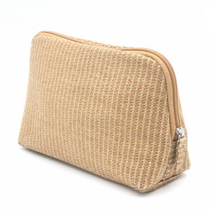 Natural Paper Straw Bag Eco-friendly Cosmetic Organizer Zipper Pouch Make Up Bag