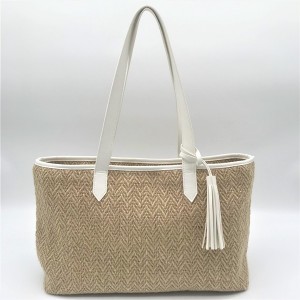 Natural Paper Straw Bag Eco-friendly cosmetic organizer zipper shopping bag travel packaging makeup bag with tassel
