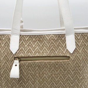 Natural Paper Straw Bag Eco-friendly cosmetic organizer zipper shopping bag travel packaging makeup bag with tassel
