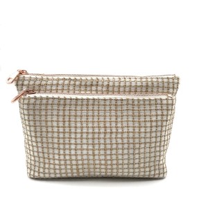 Natural Shiny Fabric Bag Cosmetic Organizer Makeup Bag Vacation Packaging Toiletry Bag Double Zipper Customized