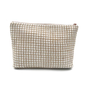 Natural Shiny Fabric Bag Cosmetic Organizer Makeup Bag Vacation Packaging Toiletry Bag Double Zipper Customized