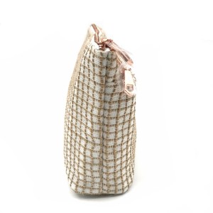 Natural Shiny Fabric Bag Cosmetic Organizer Makeup Bag Vacation Packaging Toiletry Bag Double Zipper Customized