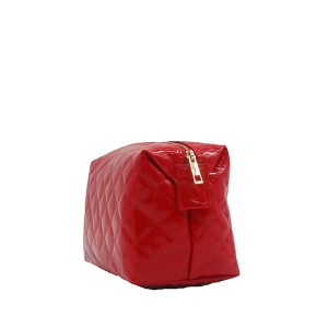 Eco-friendly glossy PU quilted cosmetic bags