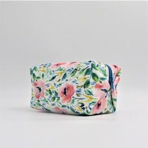 RPET with full printing cosmetic packing bag flower zipper stamp portable pouch