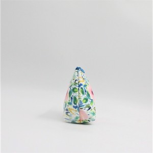 RPET with full printing cosmetic packing bag flower zipper stamp portable pouch shell shape