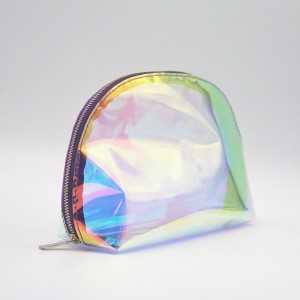 Custom Make up Bag Eco-friendly Clear TPU Holographic Cosmetic Zip Makeup Pouch