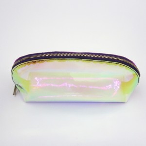 Custom Make up Bag Eco-friendly Clear TPU Holographic Cosmetic Zip Makeup Pouch