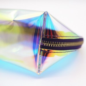 Custom Make up Bag Eco-friendly Clear TPU Holographic Cosmetic Zip Makeup Pouch