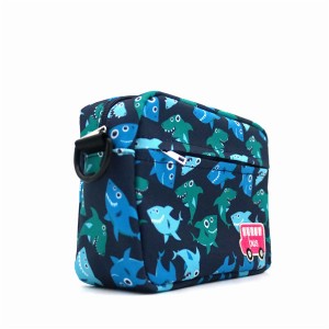 Renewable RPET Bag for cosmetics shopping functional Blue Fish Pattern