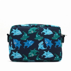 Renewable RPET Bag for cosmetics shopping functional Blue Fish Pattern
