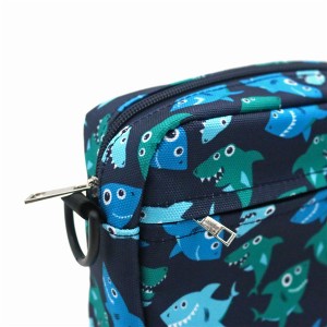 Renewable RPET Bag for cosmetics shopping functional Blue Fish Pattern