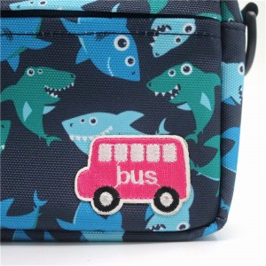 Renewable RPET Bag for cosmetics shopping functional Blue Fish Pattern