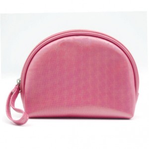 Cute Make Up Zipper Pouch Shell-Shape Dark Pink PU Wristlet Cosmetic Pouch