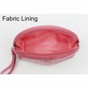 Cute Make Up Zipper Pouch Shell-Shape Dark Pink PU Wristlet Cosmetic Pouch