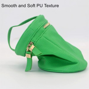 2022 Unique Bright Green Water-based PU Lychee Pattern Cylindric Shape Makeup Bag Waterproof PU Cosmetic Bag